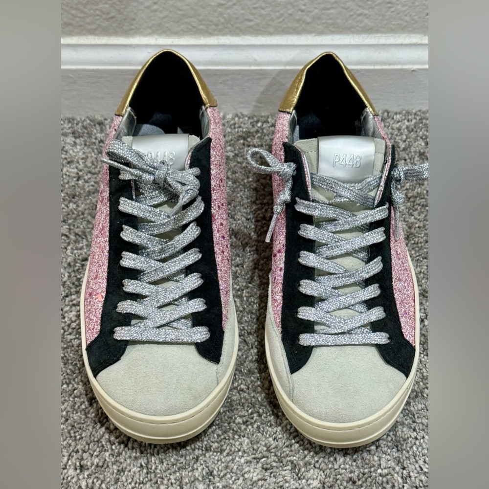 P448 John Sneakers-Pink Glitter-Size 8.5 (39) - Picture 3 of 7